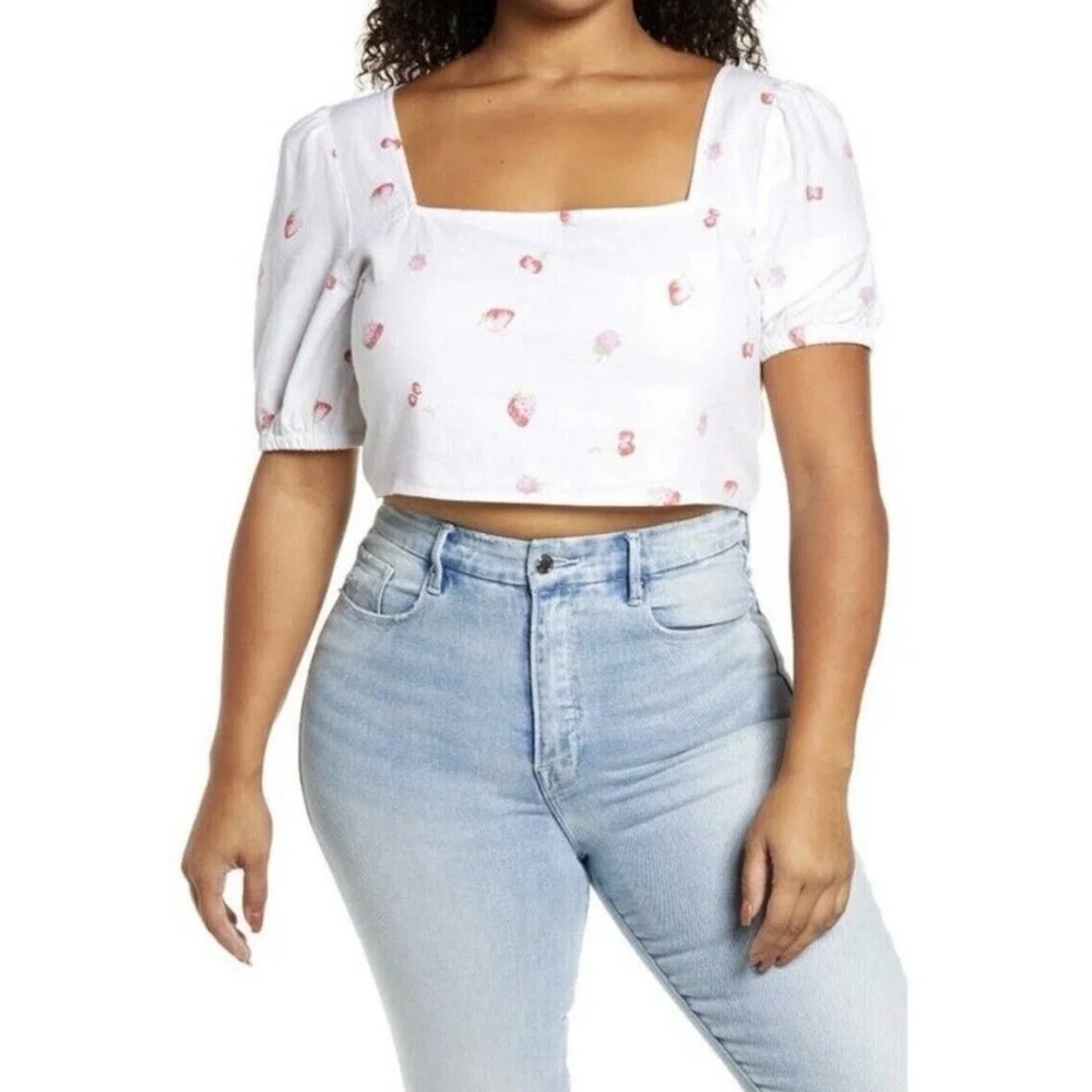 BP Pullover Puff Sleeve Cropped Top Size 1X‎